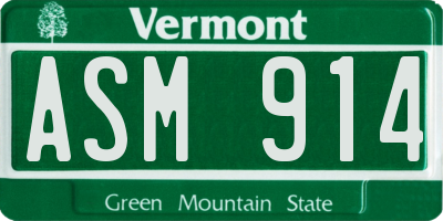 VT license plate ASM914
