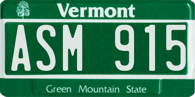 VT license plate ASM915