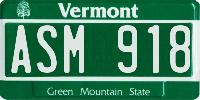 VT license plate ASM918