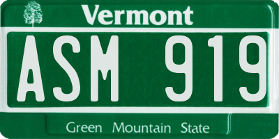 VT license plate ASM919