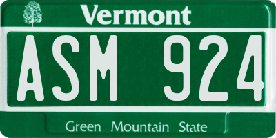 VT license plate ASM924