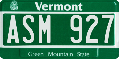 VT license plate ASM927