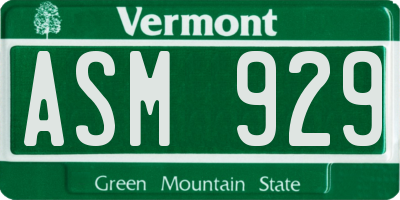 VT license plate ASM929