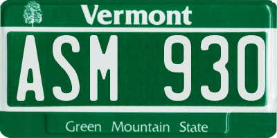 VT license plate ASM930
