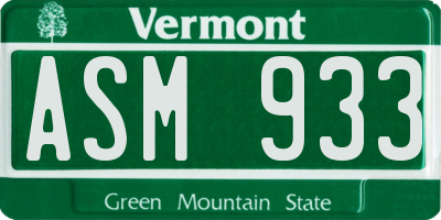 VT license plate ASM933