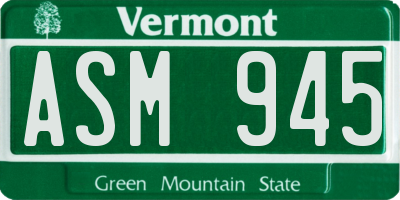VT license plate ASM945