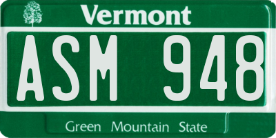 VT license plate ASM948
