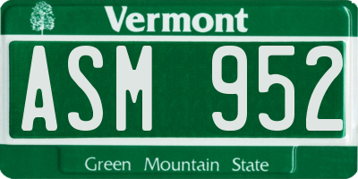 VT license plate ASM952