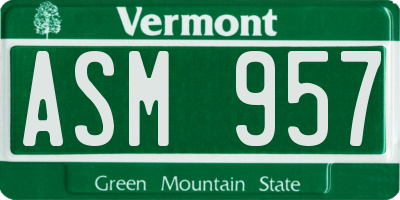 VT license plate ASM957