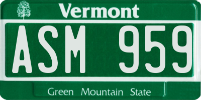 VT license plate ASM959
