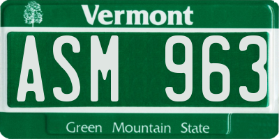 VT license plate ASM963