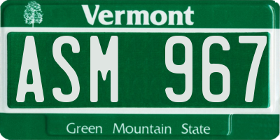 VT license plate ASM967