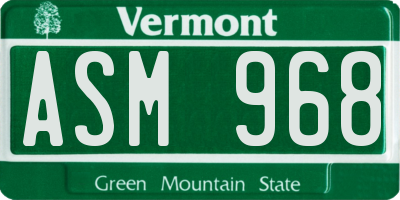 VT license plate ASM968
