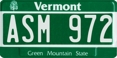 VT license plate ASM972