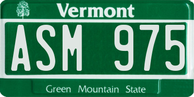 VT license plate ASM975