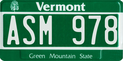 VT license plate ASM978