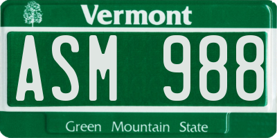 VT license plate ASM988