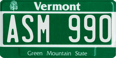VT license plate ASM990