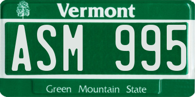 VT license plate ASM995