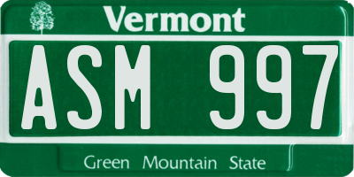 VT license plate ASM997