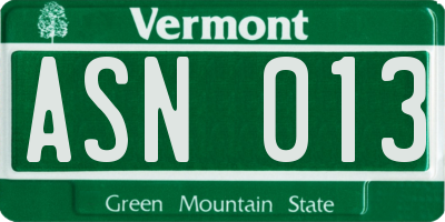VT license plate ASN013
