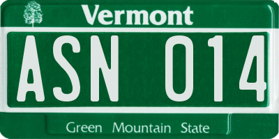 VT license plate ASN014