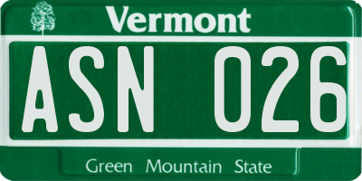 VT license plate ASN026