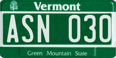VT license plate ASN030