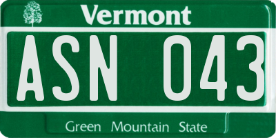 VT license plate ASN043