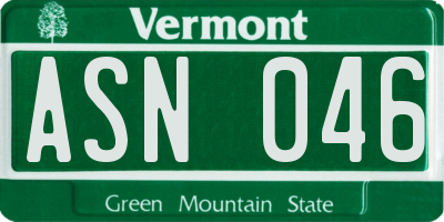 VT license plate ASN046