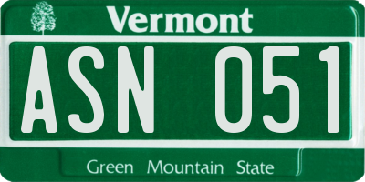 VT license plate ASN051