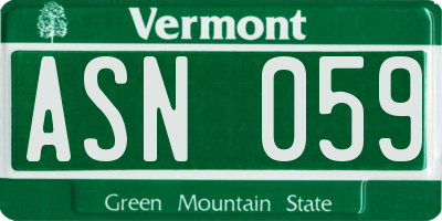 VT license plate ASN059