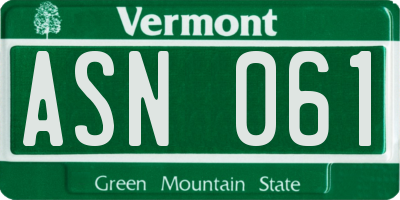 VT license plate ASN061