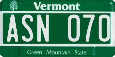 VT license plate ASN070