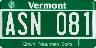 VT license plate ASN081