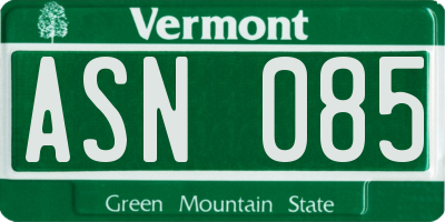 VT license plate ASN085