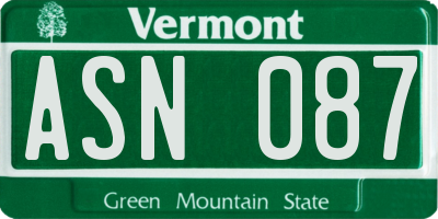 VT license plate ASN087