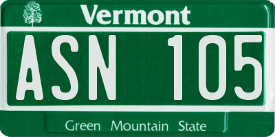 VT license plate ASN105