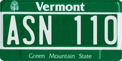 VT license plate ASN110
