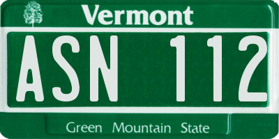 VT license plate ASN112