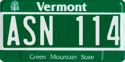 VT license plate ASN114