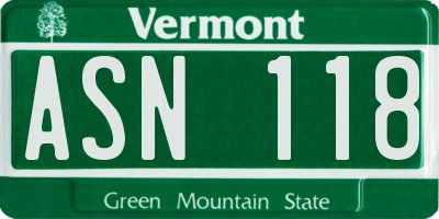 VT license plate ASN118