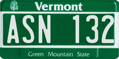 VT license plate ASN132