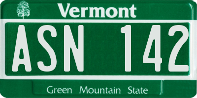 VT license plate ASN142