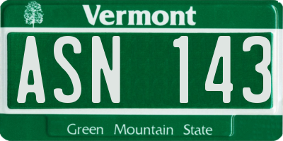 VT license plate ASN143