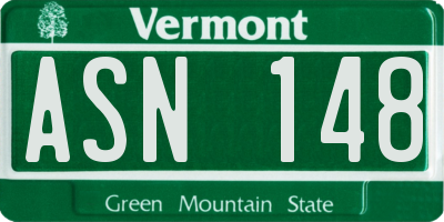 VT license plate ASN148