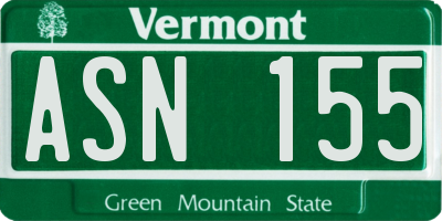 VT license plate ASN155