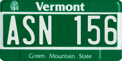 VT license plate ASN156