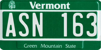 VT license plate ASN163