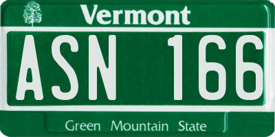 VT license plate ASN166